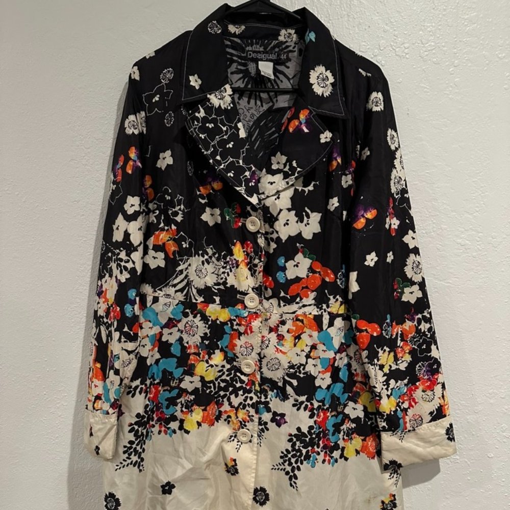 colorful floral “Desigual” EU sz44 jacket with matching belt Originally $125